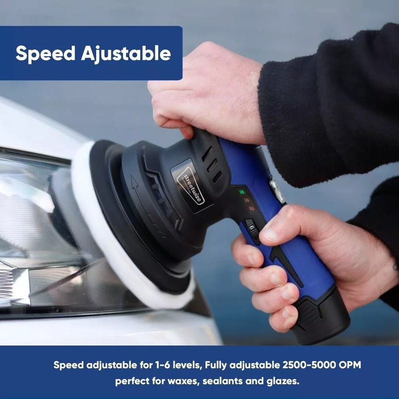 Portable Cordless Car Buffer Machine Polisher & Sander With Variable Speed SWCP3 +Caps