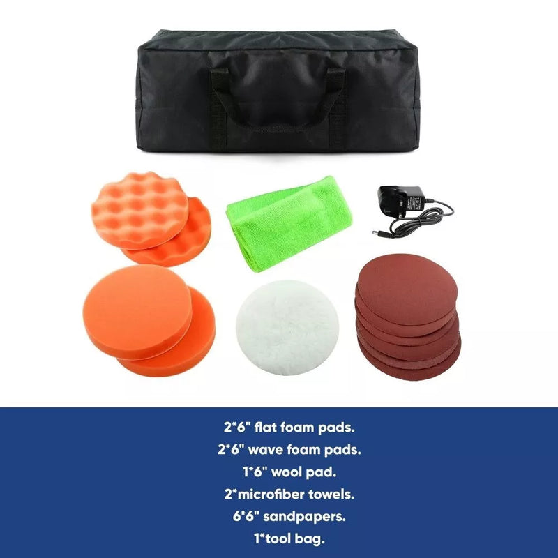 Portable Cordless Car Buffer Machine Polisher & Sander With Variable Speed SWCP3 +Caps