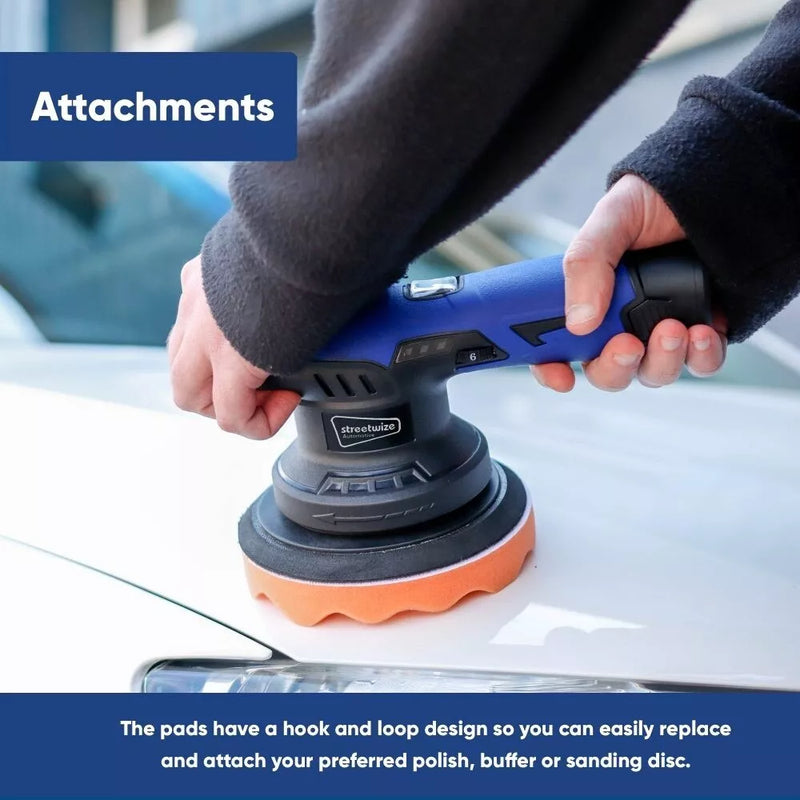 Portable Cordless Car Buffer Machine Polisher & Sander With Variable Speed SWCP3 +Caps