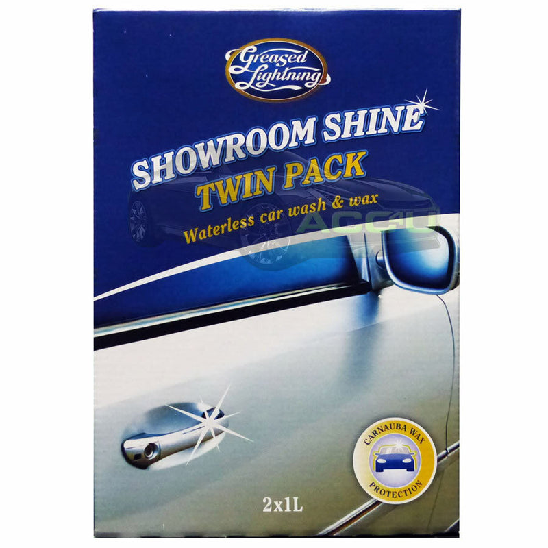 2x Greased Lightning Car Van Caravan Showroom Shine Waterless Wash & Wax+2 CL +Caps