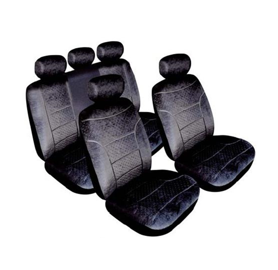 Domino Black Plush Velour Fabric Look Airbag Friendly Car Seat Covers Full Set