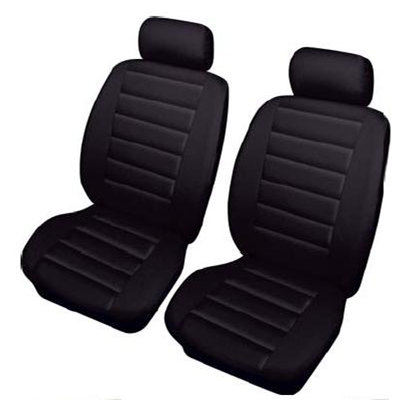 Black Soft Supple Quilted Leather Look Airbag Friendly Car Front Pair Only Seat Covers Set