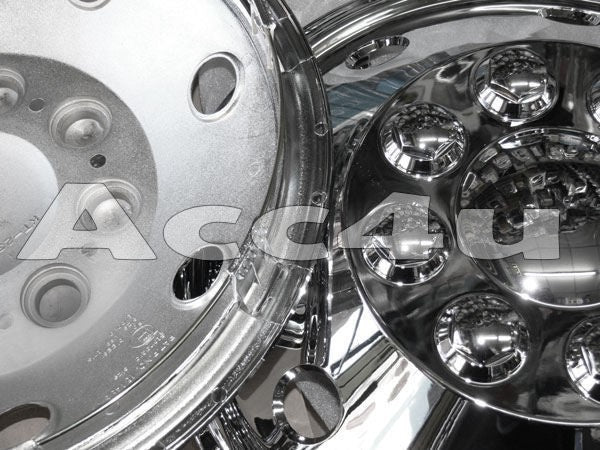 16" Van Taxi Chrome Deep Dish Raised Wheel Center Trims Hub Caps Covers Set+Caps+Ties