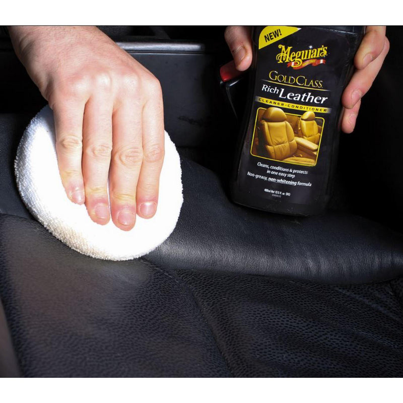 Meguiars Gold Class Car Rich Leather Cleaner & Conditioner+Cloth+Polish Pad