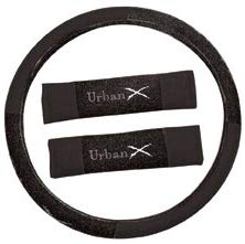 Urban X Black Leather Look Airbag OK Car 50-50 60-40 Split Rear Seat Covers Package Set