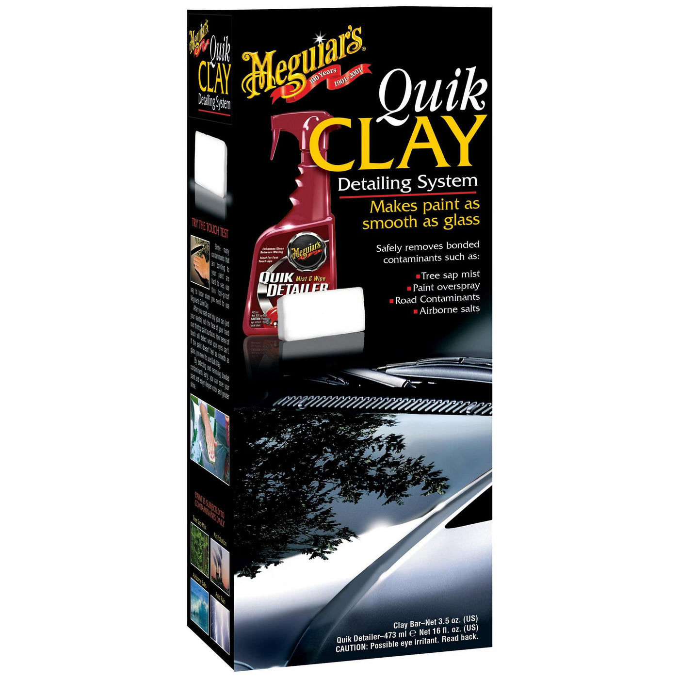  Meguiar's G1116EU Quik Clay Bar Starter Kit with 80g of clay  and 473ml Detailer to safely remove surface bonded contaminants such as  tar, tree sap, overspray and industrial fallout : Everything