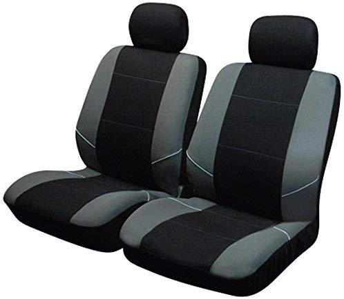 Merton Black With Grey Pattern Side Airbag Compatible Car Front Pair Only Seat Covers Set