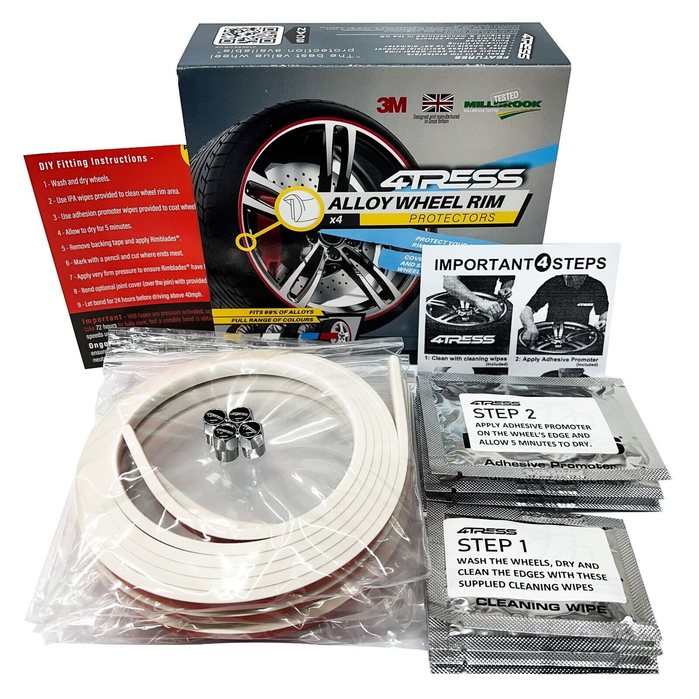 4TRESS Ultra White Alloy Wheel Rim Protector Strips