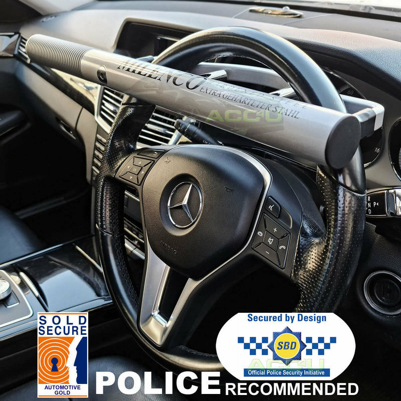 Milenco 4TRESS Design Sold Secure Gold High Security Car Van Silver Steering Wheel Lock