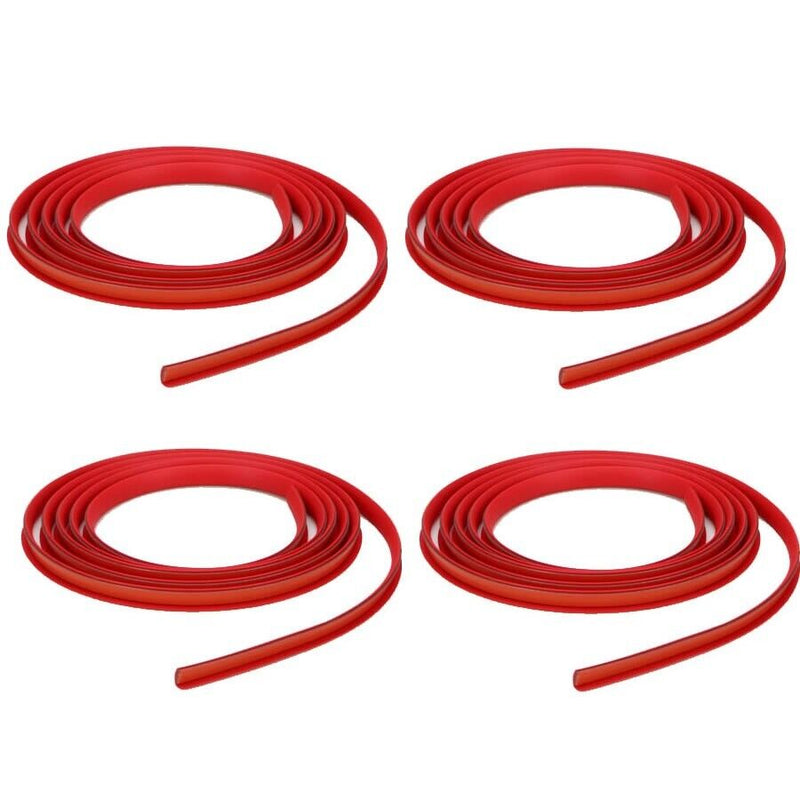 4TRESS ULTRA RED Car 4x4 Alloy Wheel Rim Edge Protectors Strips+Chrome Dust Caps Kit