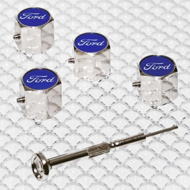 Richbrook Ford Official Licensed Car Anti Theft Alloy Valve Dust Caps Set Of 4