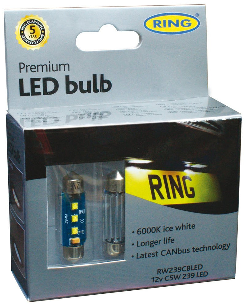 Ring Car C5W 239 Canbus Error Free 6000K White LED Interior Number Plate Light Bulbs