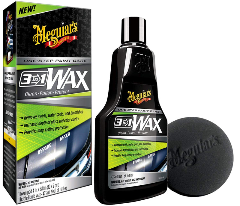 Meguiars Car 3in1 Clean Polish Protect Wax One Step Paint Care Kit+Cloth+Polish Pad