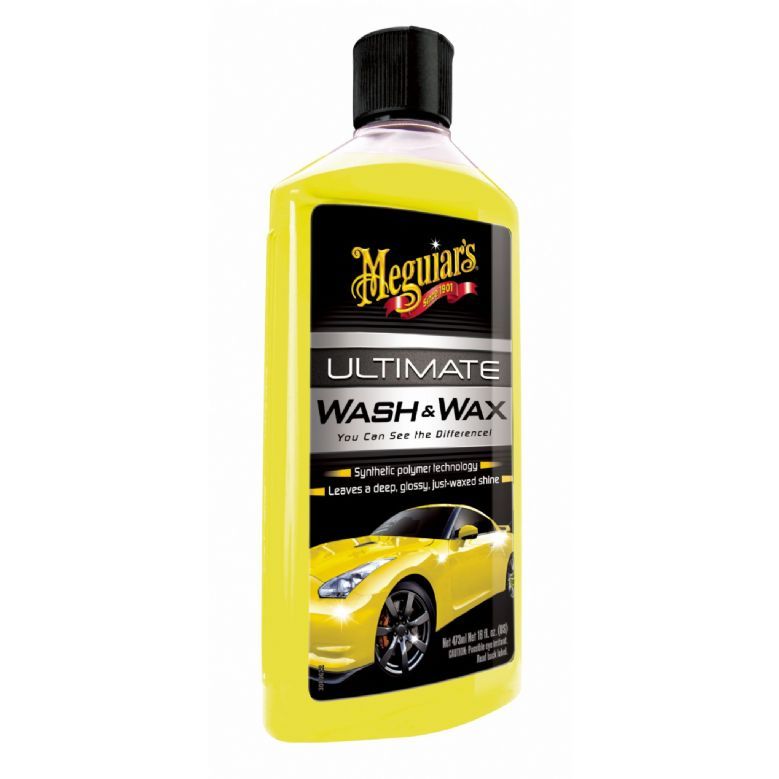 Meguiars Car Ultimate Wash & Wax For Glossy Shine 473ml+Microfiber Cloth+Pad