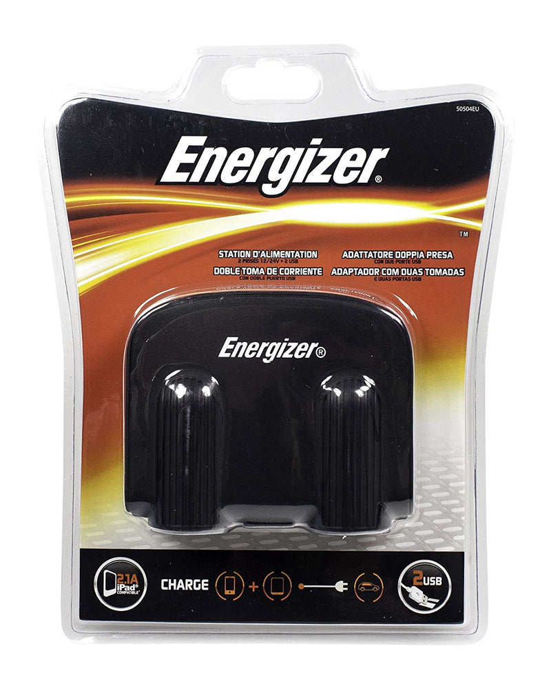 Energizer 50504 12v 24v 2 Way Car Lighter Multi Socket Twin USB Charger Power Adapter