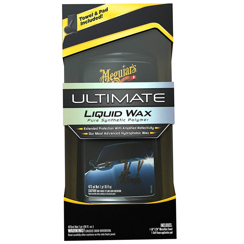 Meguiars Car Ultimate Hydrophobic Liquid Wax Pure Synthetic Polymer+Cloth+Polish Pad