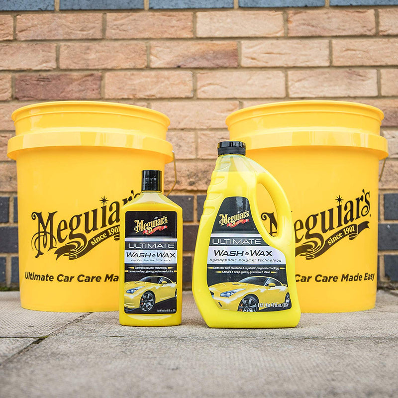 Meguiars Car Ultimate Wash & Wax For Glossy Shine 473ml+Microfiber Cloth+Pad