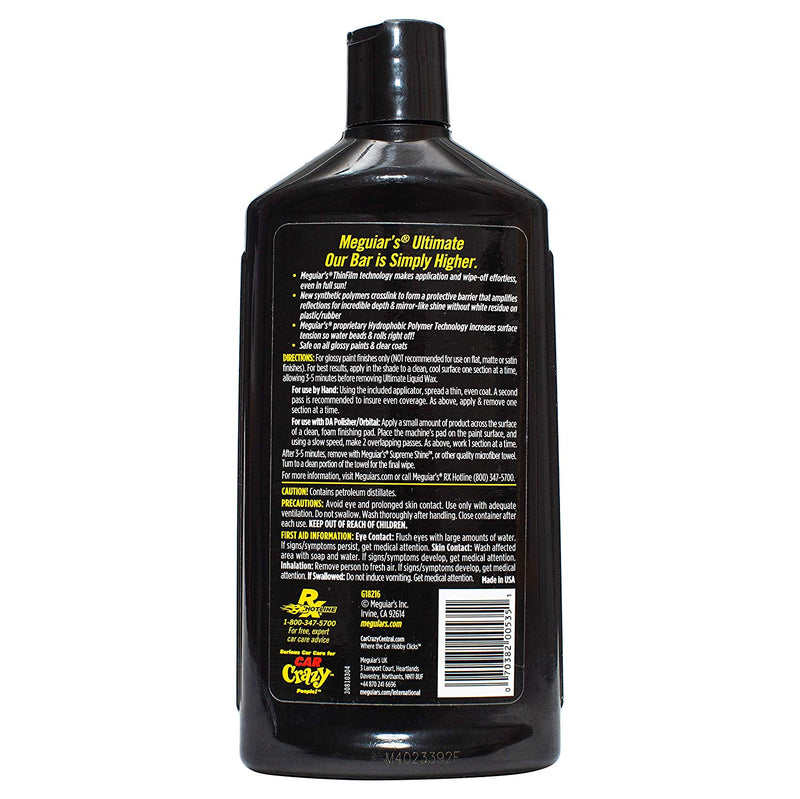 Meguiars Car Ultimate Hydrophobic Liquid Wax Pure Synthetic Polymer+Cloth+Polish Pad