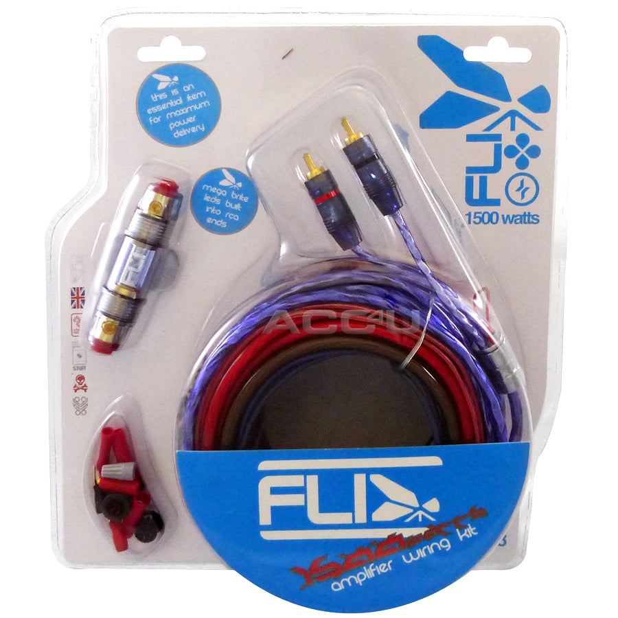 Fli Audio AK8 12v 8 Awg Gauge 1500 Watts System Car Amp Amplifier LED Wiring Kit