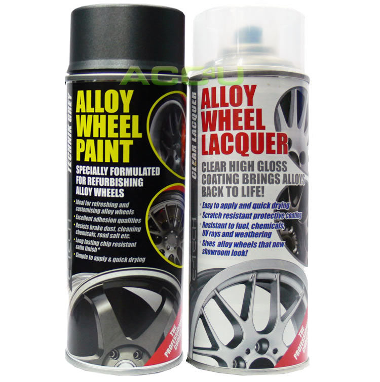 E-Tech TECHNIK GREY Car Alloy Wheel Spray Paint+Clear Lacquer Refurbishment Deal