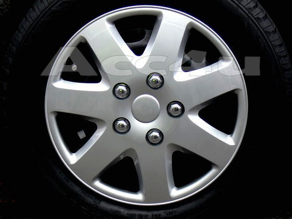 13" Silver Tempest Multi Spoke Car Wheel Trims Hub Caps Covers Set+Dust Caps+Ties