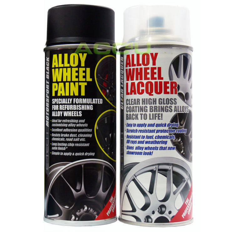 E-Tech BLACK Car Alloy Wheel Spray Paint+Clear Lacquer Refurbishment Deal
