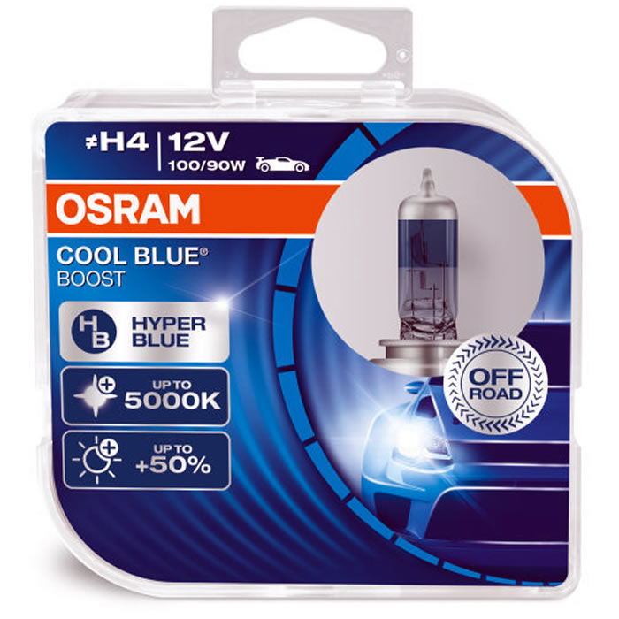 Osram Cool Blue Boost 12v H4 5000K White Xenon Light Car Upgrade Headlight Bulbs Set