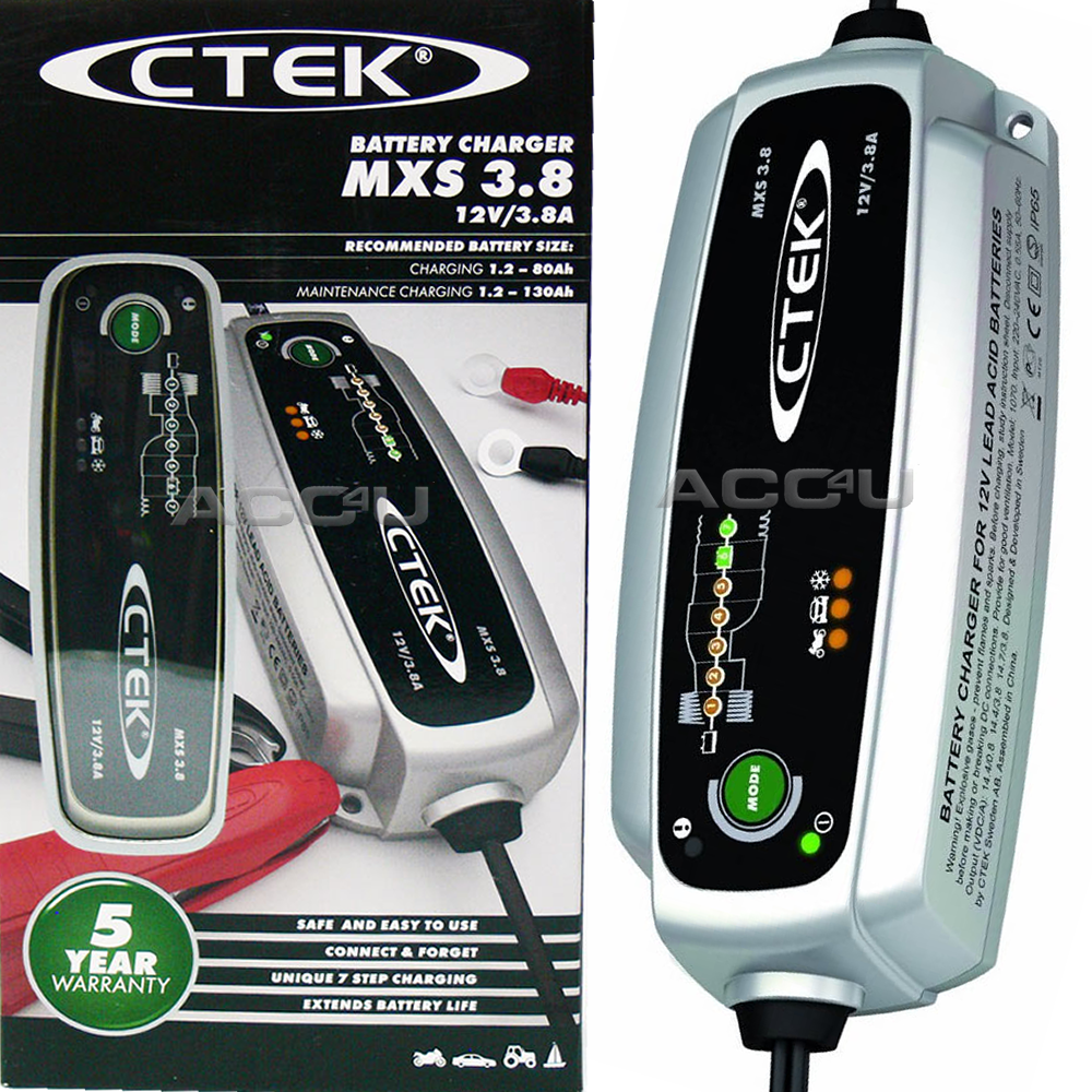 CTEK MXS 3.8 12v 3.8A Car Van Bike Boat 7 Stage Automatic Smart Battery Charger
