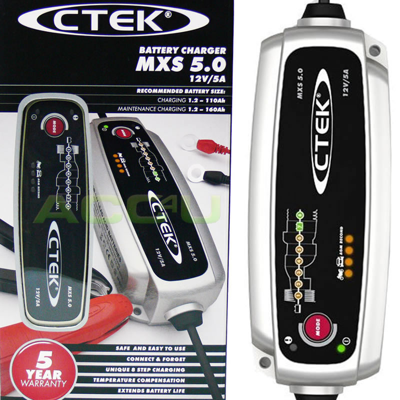 CTEK MXS 5.0 12v 5A Car Bike Caravan Boat 8 Step Automatic Smart Battery Charger