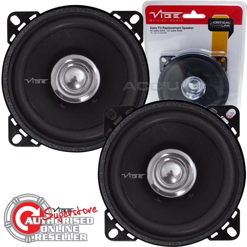 Vibe DB4 High Performance 4" inch Car Door Dashboard Coaxial Replacement Speakers Set