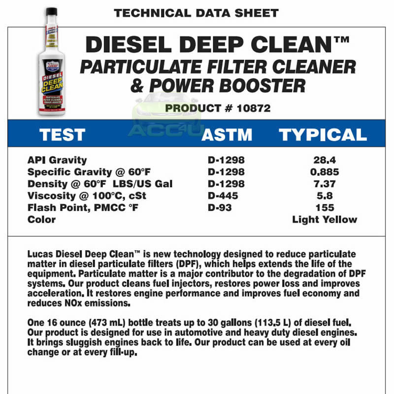Lucas Oil Car Diesel Engine Deep Clean DPF Diesel Particulate Filter Cleaner 473ml +Caps