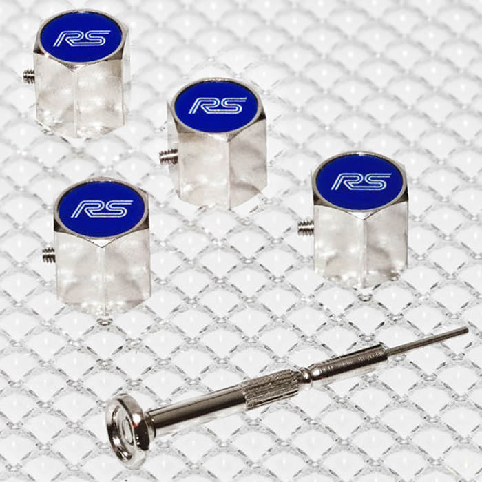 Richbrook Ford Official Licensed RS Car Anti Theft Alloy Valve Dust Caps Set Of 4