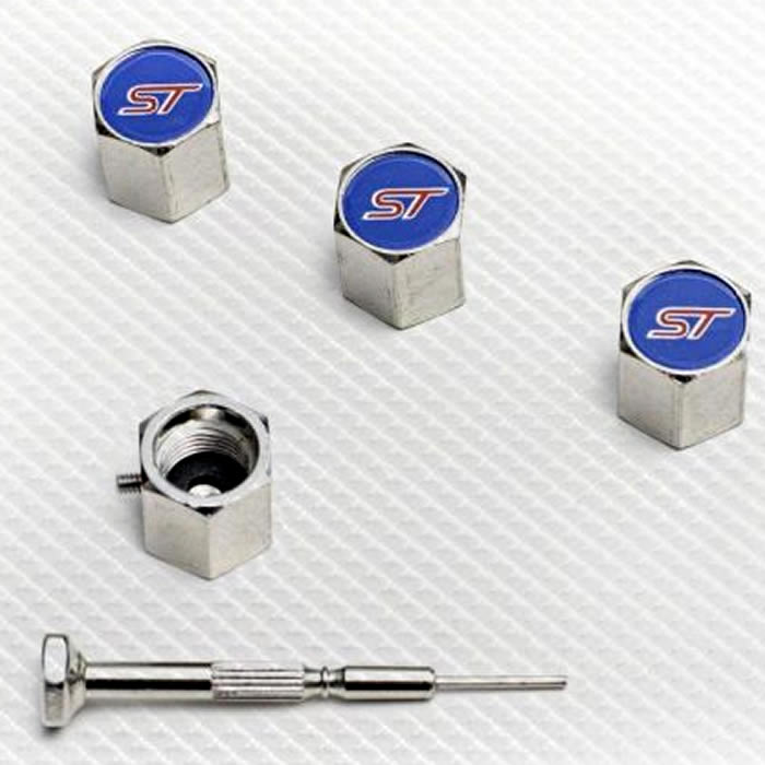 Richbrook Ford Official Licensed ST Car Anti Theft Alloy Valve Dust Caps Set Of 4