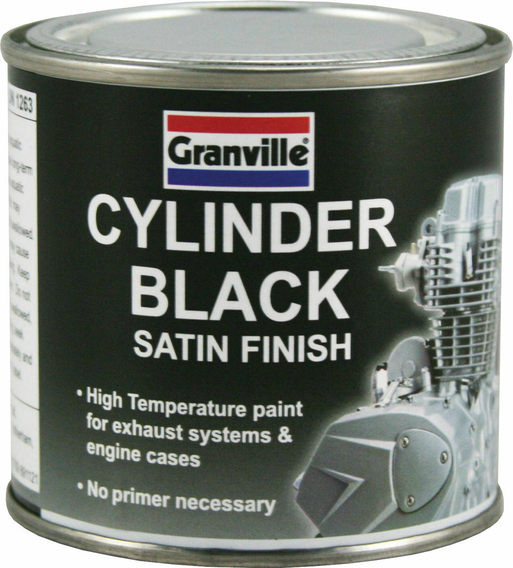 Granville CYLINDER BLACK SATIN High Temperature Exhaust Engine Cases Paint 250ml