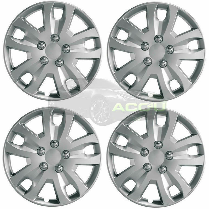 16" Silver Gyro Spyder Sports Look Car Wheel Trims Hub Caps Covers Set+Dust Caps+Ties