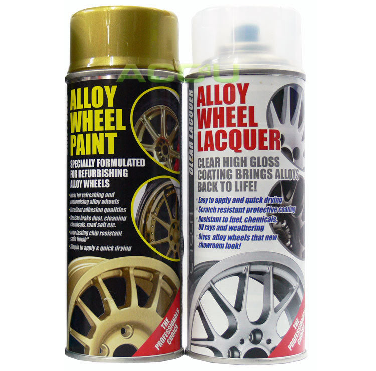 E-Tech GOLD Car Alloy Wheel Spray Paint+Clear Lacquer Refurbishment Deal
