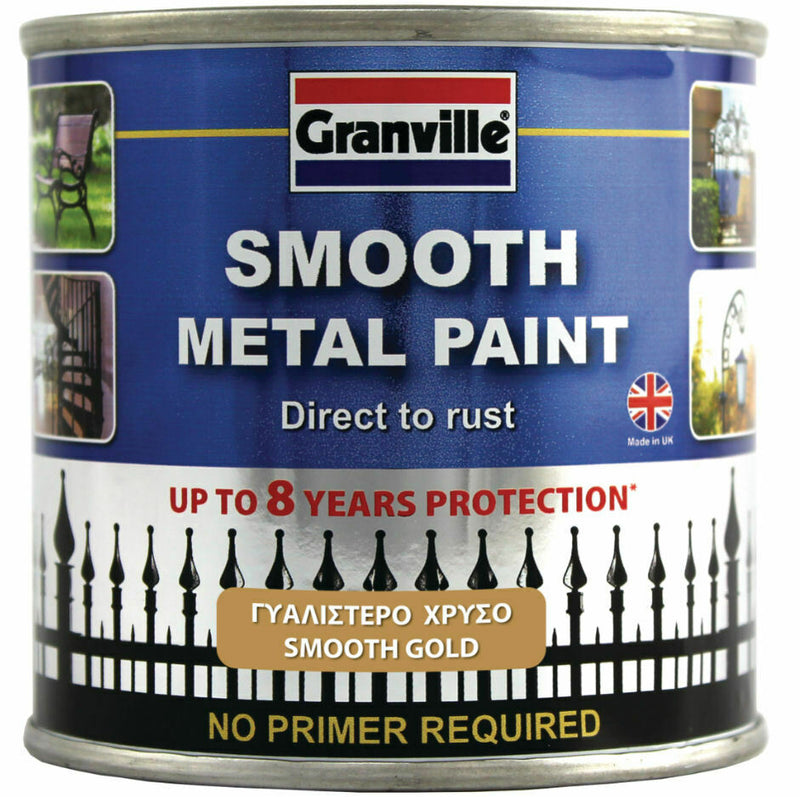Granville Smooth Gold Finish Direct To Rust Metal Brush On Paint Tin
