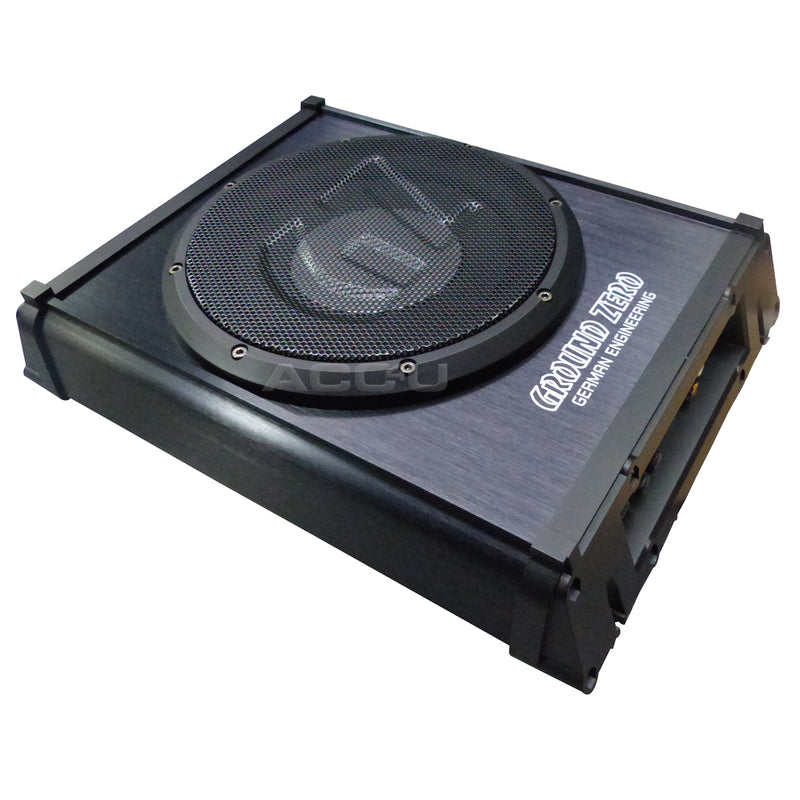 Ground Zero 8" Car Underseat Slim Compact Active Amplified Subwoofer Bass Box Enclosure