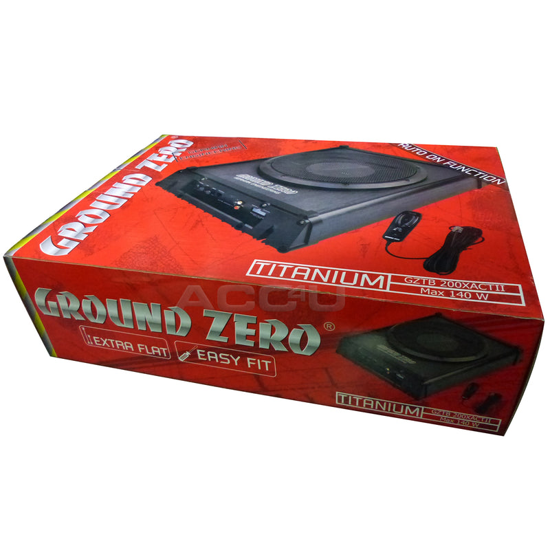 Ground Zero 8" Car Underseat Slim Compact Active Amplified Subwoofer Bass Box Enclosure