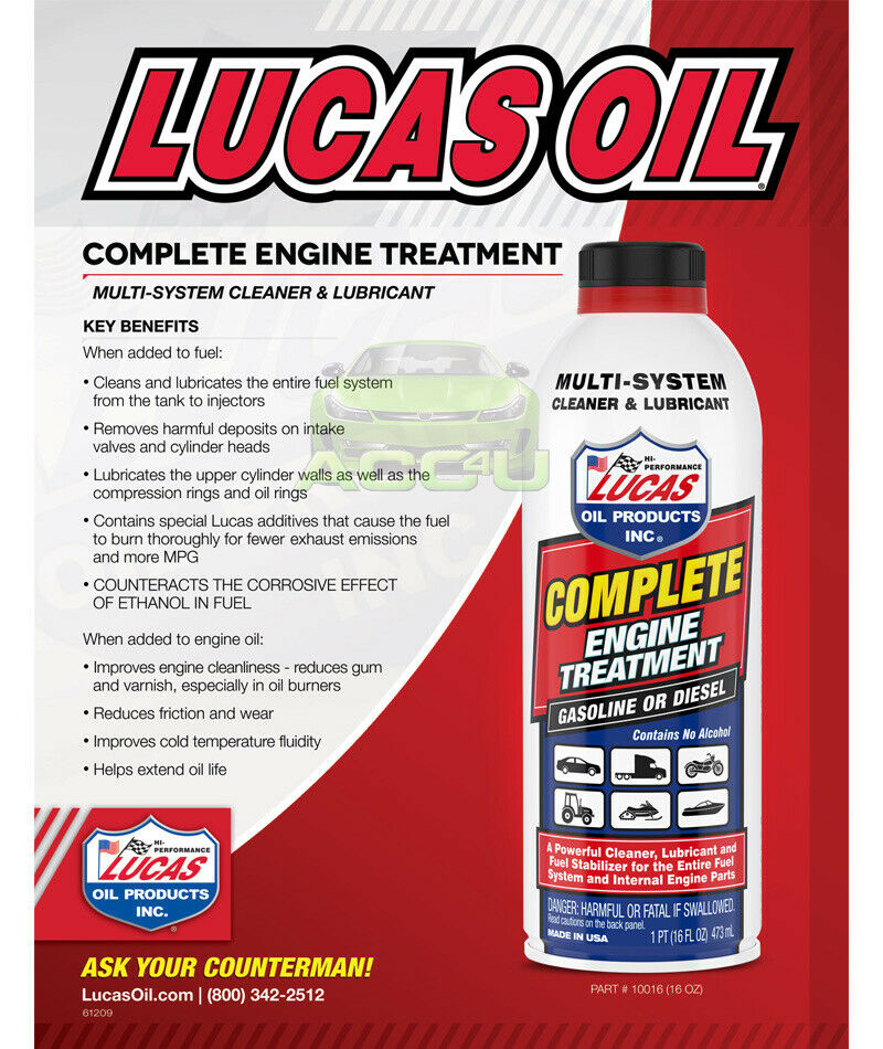 Lucas Car 4x4 Bike Boat Petrol Or Diesel Complete Engine Oil Treatment Lubricant