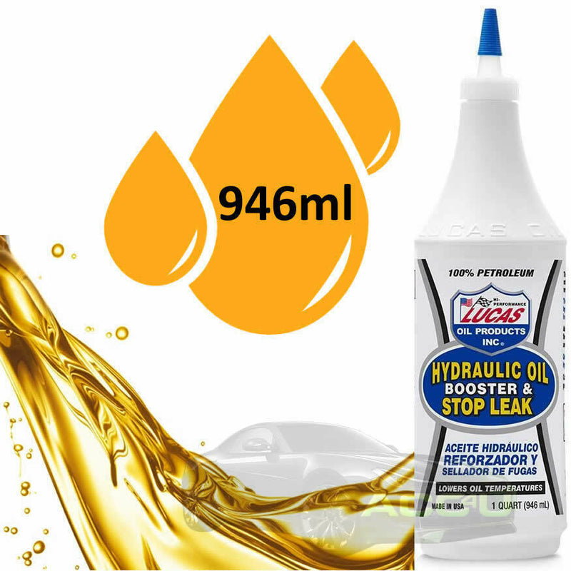 Lucas Oil Hydraulic Oil Booster & Stop Leak Additive 946ml - Reduces Heat & Friction +Caps