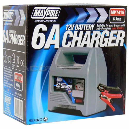 Maypole 12v 6 Amp Up To 1800cc Car Motorcycle Bike Leisure Battery Charger