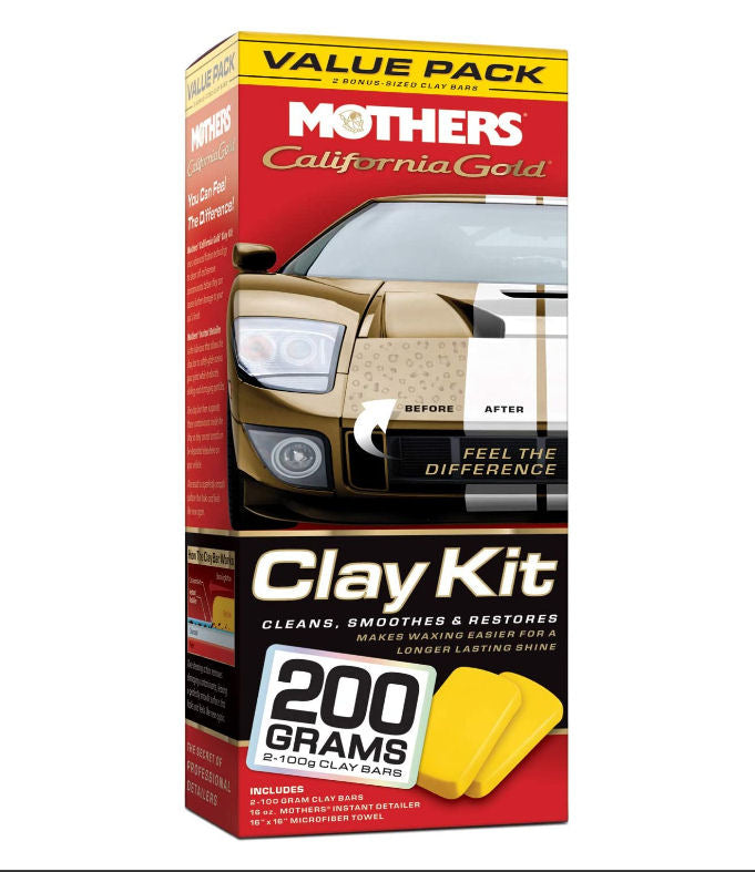 Mothers California Gold Car Paintwork Clean Smooth Restore Detailing Clay Bar Kit