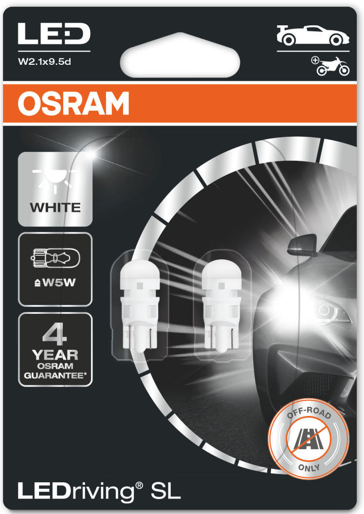 BULB OSRAM LED W5W LEDriving® SL 12V 0,8W 2825DWP-02B W2.1x9.5d BLI2