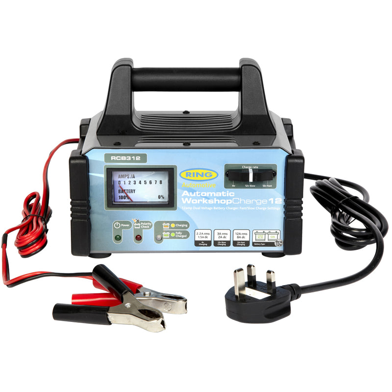 Ring RCB312 WorkshopCharge12 Dual 6v 12v 12A 3000cc Car Automatic Fast Battery Charger
