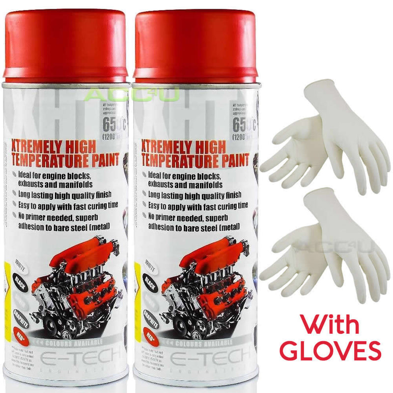 E-Tech RED XHT Xtremely High Temperature VHT Car Engine Blocks Exhaust Spray Paint Can