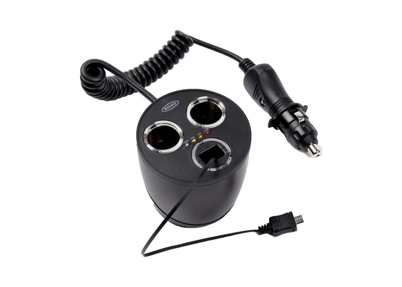 Ring RMS13 12v Car 2 Way Twin Cigarette Lighter Multi Socket Micro USB Can Power Adapter