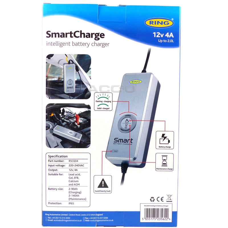 Ring RSC604 12v 4 Amp Start-Stop Car Multi Stage Automatic Smart Battery Charger