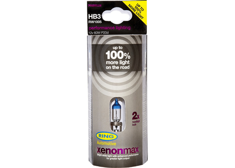 Ring Xenonmax HB3 12v 60w Car Upgrade Headlight Headlamp 100% Brighter Bulbs