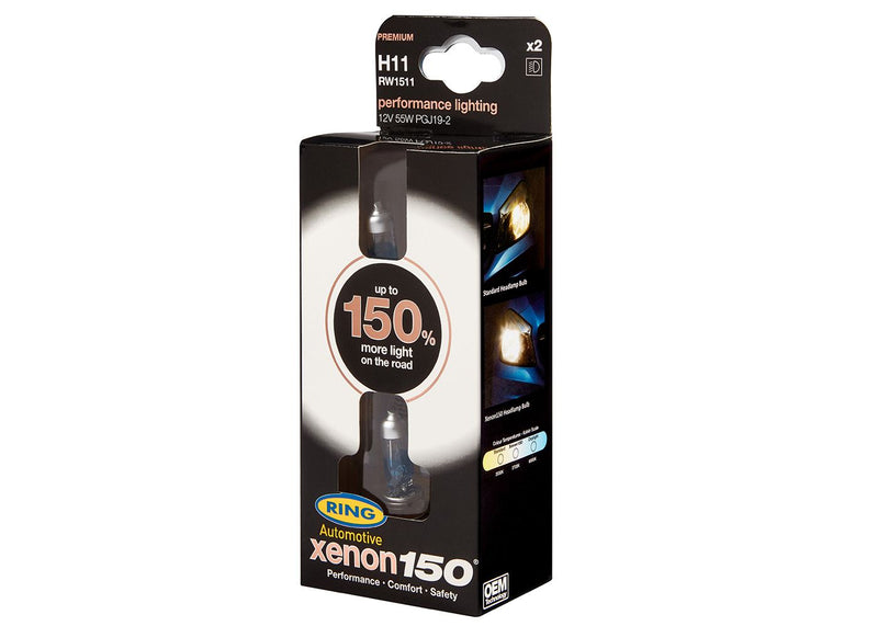 Ring Xenon150 H11 12v 55w Car Upgrade Headlight Headlamp 150% Brighter Bulbs